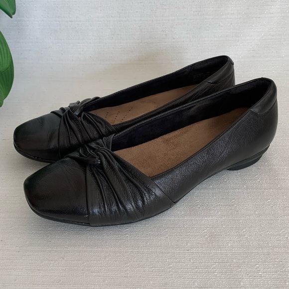 Clark’s Artisan Candra Gleam Black Leather Comfort Ballet Flats Woman’s 8M - Picture 6 of 10